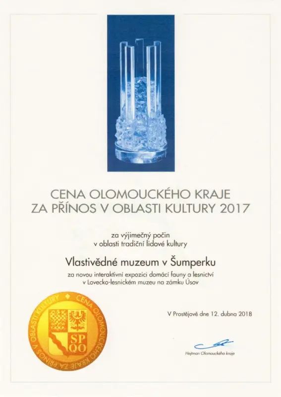  Cenou Olomouckého kraje za přínos v oblasti kultury